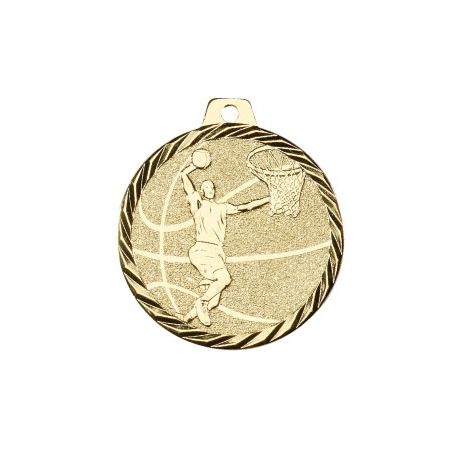 Médaille Basket Métal doré - 50MM