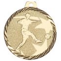 Médaille Football Féminin Métal doré - 50MM