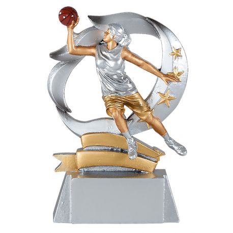 Trophée Basket féminin - Résine Argentée