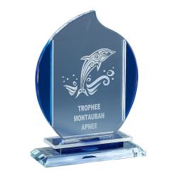 Trophée Verre Flamme Bleue personnalisable