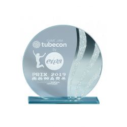 Trophée Verre Rond Paillettes personnalisable