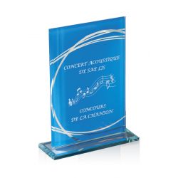 Trophée Verre Rectangle Bleu personnalisable
