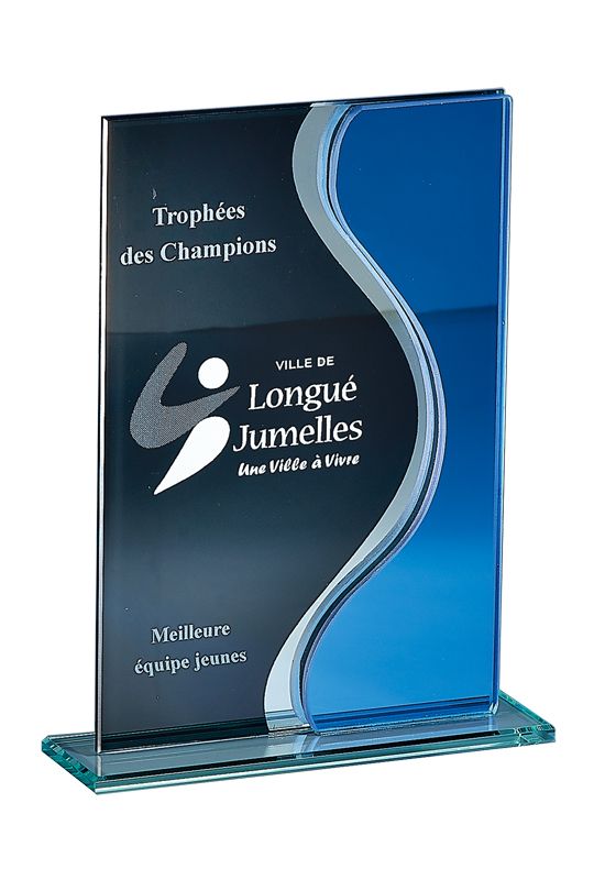 Trophée plaque verre rectangle bords biseautés - La boutique du trophée
