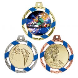 Médaille OR ET BLEU Personnalisable - 70MM