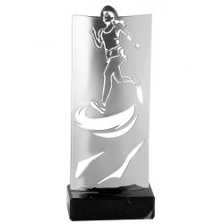 Trophée Course féminine métal argenté